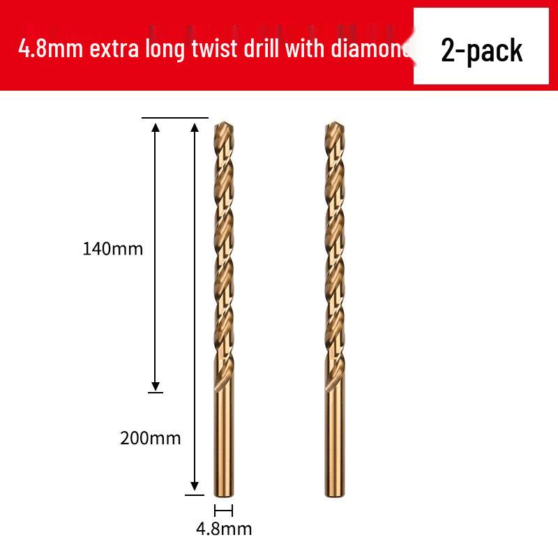 Cobalt Extra-Long High-Strength Alloy Twist Drill Bit for Stainless Steel and Woodworking