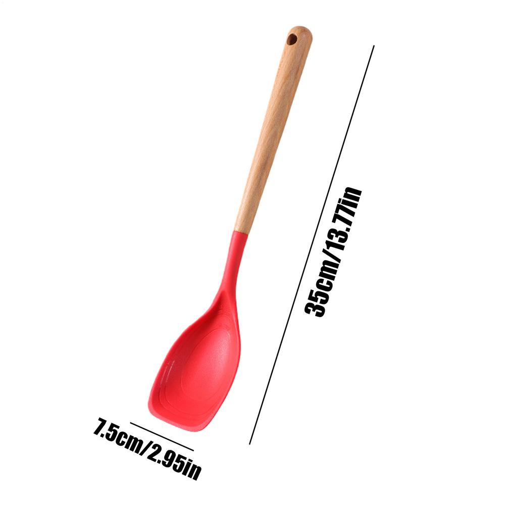 Spatula Spoon Flexible Non-Stick Silicone Utensil Wooden Handle Mixing Spatula For Kitchen Baking Mixing Scraping Serving Frying