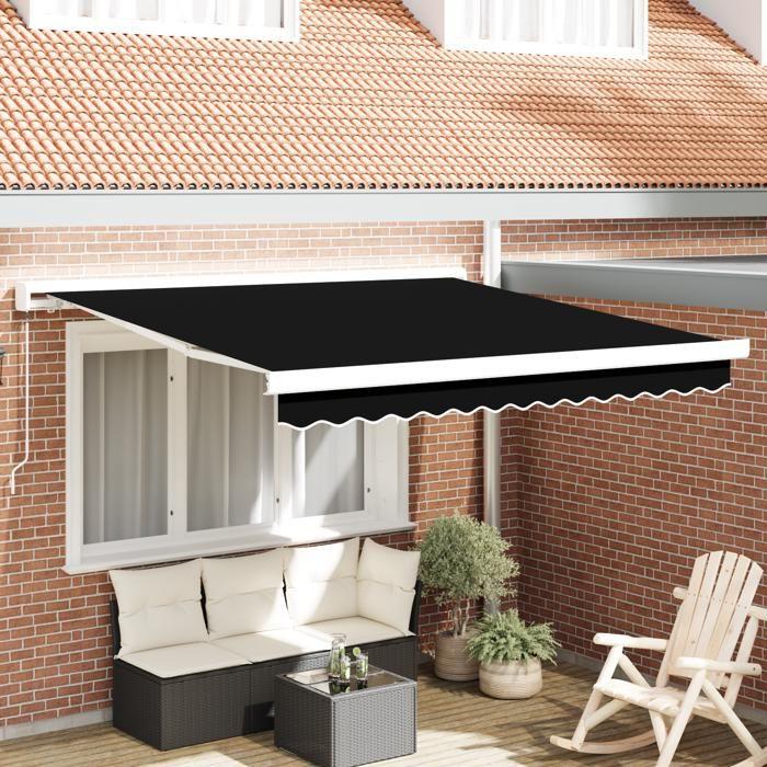 Store Rétractable Manuel vidaXL Noir 300x250 cm 3330045