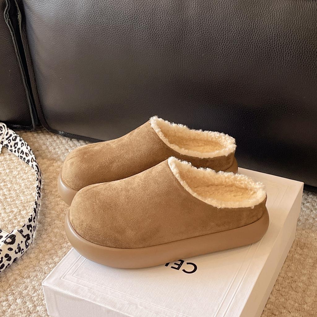 Little Potato Damen Neue Schneestiefel Warme Baumwollschuhe Ein Pedal Baotou Fleece-Schuhe