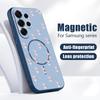 Custodia con Motivo di Fiori Rosa Per Samsung Galaxy S26 Ultra S25 Edge S24 Plus S23 FE S22 A54 A55 A56 5G Magnetica Per Magsafe Copertura Opaca