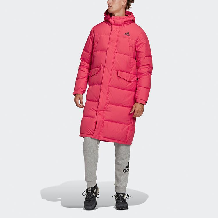 Adidas Long Hooded Down Jacket Men Outerwear Light-Crimson GK0663