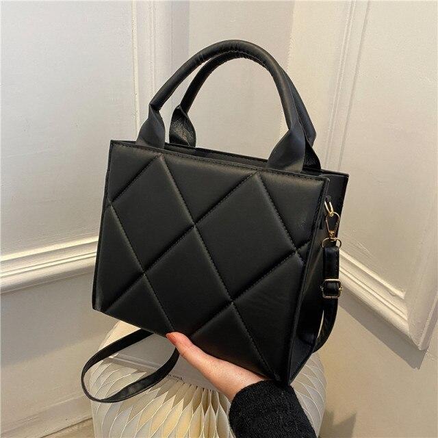 Spring Women's Fashion Shoulder Bag Plaid PU Leather Crossbody Bags Fashion Ladies Handbags Brand Designer Bag Top Strap