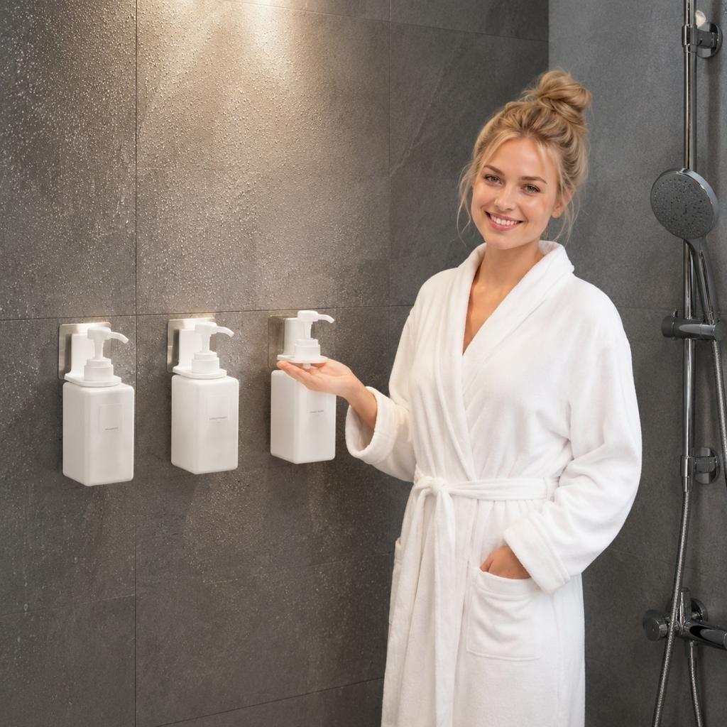 Bathroom Shelf for Shampoo Conditioner Soap Dispenser - Shower Rack for Bath Products