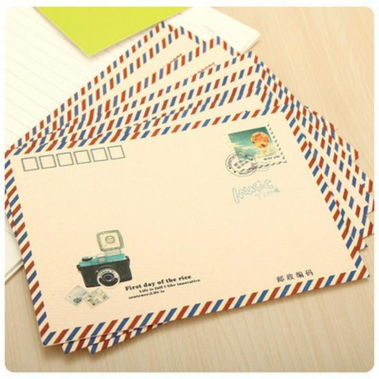 Retro Airmail Envelope & Postcard Set: Perfect for DIY Greeting Cards & Gifts