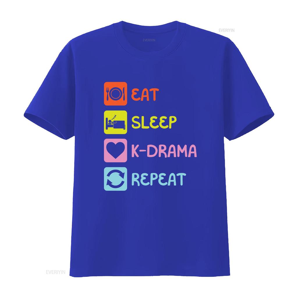 K Drama Korean Tv Show Fans Cute Funny Eat Sleep Repeat T Shirt Pop Kpop South Korea Lover Girls Boys Vintage Washed Graphic