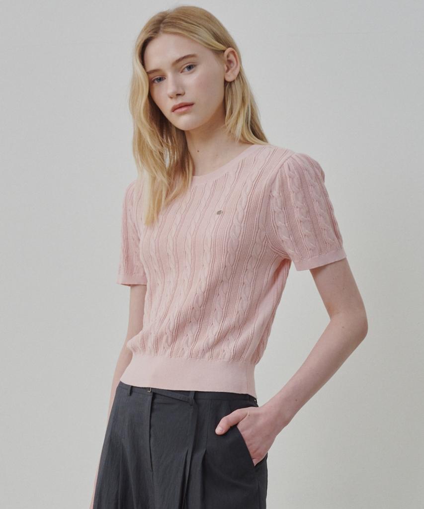 Ollibeudeollibeu Cotton Cable Short Sleeve Pullover Ok6Mp4290