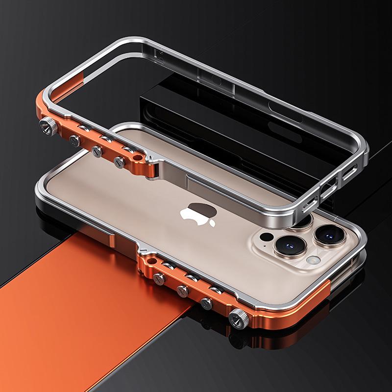 

For iPhone 16 Pro Bumper Case Aluminum Alloy Metal Frame Phone Cover Silver