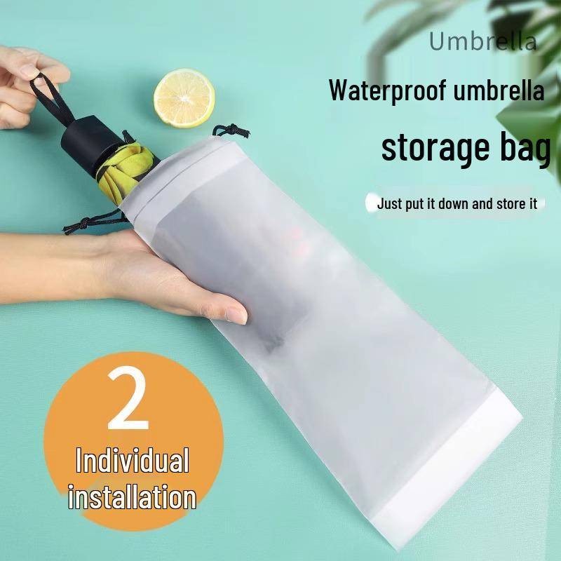Large Waterproof Drawstring Umbrella Storage Bag, Semi-Transparent for Outings or Car Use