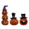 Horror Theme Resins Crafts Smiling Pumpkin Figurine For Halloween Shelf Decors HX6C
