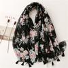 Spain Fashion Daisy Floral Tassel Viscose Shawl Scarf Lady Print Soft Pashmina Stole Wrap Snood Bufandas Muslim Hijab Sjaal