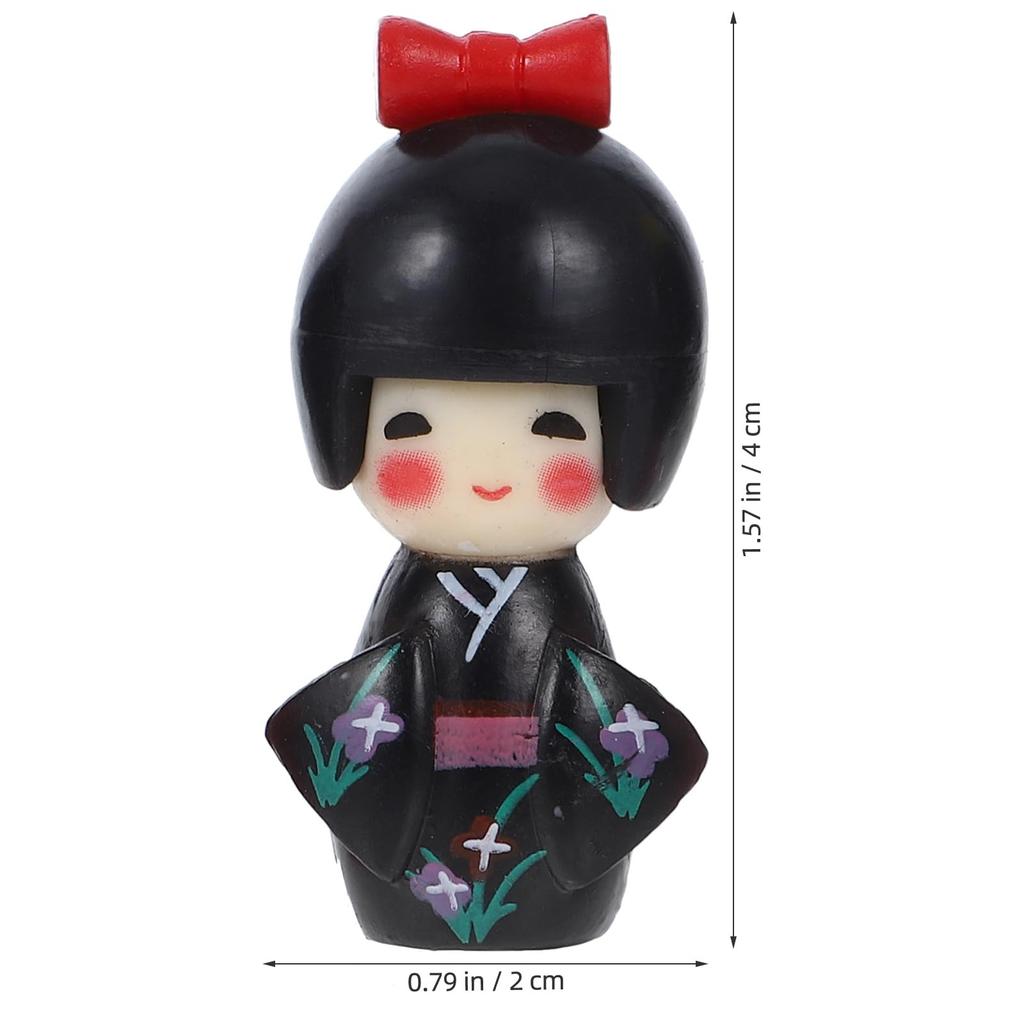ledmomo Set of 6 4cm Japanese Kokeshi Miniature Japanese Dolls in Tabletop Wooden Kimono Kokeshi Gardening Small Geisha Perfect for Dolls, Kimono,