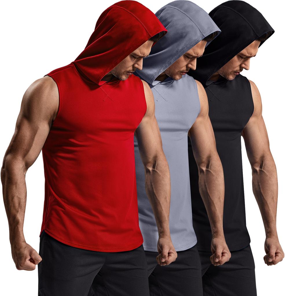 Teseulla [3Pack] Hyperdry Cooling Quick-Drying Mesh Hooded Sleeveless Top