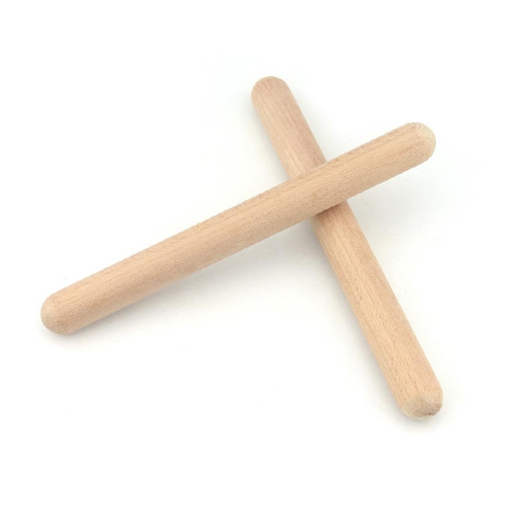 2PCS Solid Wood Rhythm Sticks Wood Color Musical Sticks Durable Wood Claves Party Activity
