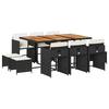 Vidaxl 11-Cz. Garden Furniture Set, With Cushions, Black PE Rattan