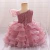 Girls Sequin Bow Princess Dress Party Gown Kids 4-8 Years Old