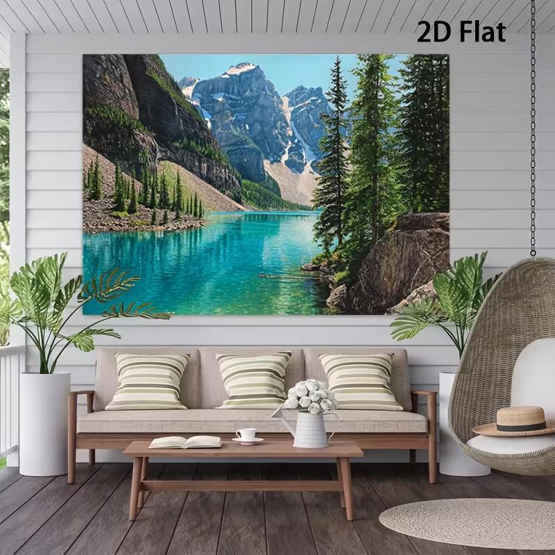 

2D Scenic Turquoise Lake Backdrop Mountain Photography Background 47.2x31.5inch/120*80cm