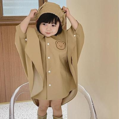 Children's Cartoon Bear Hooded Raincoat Cape for Kindergarten & Elementary Students