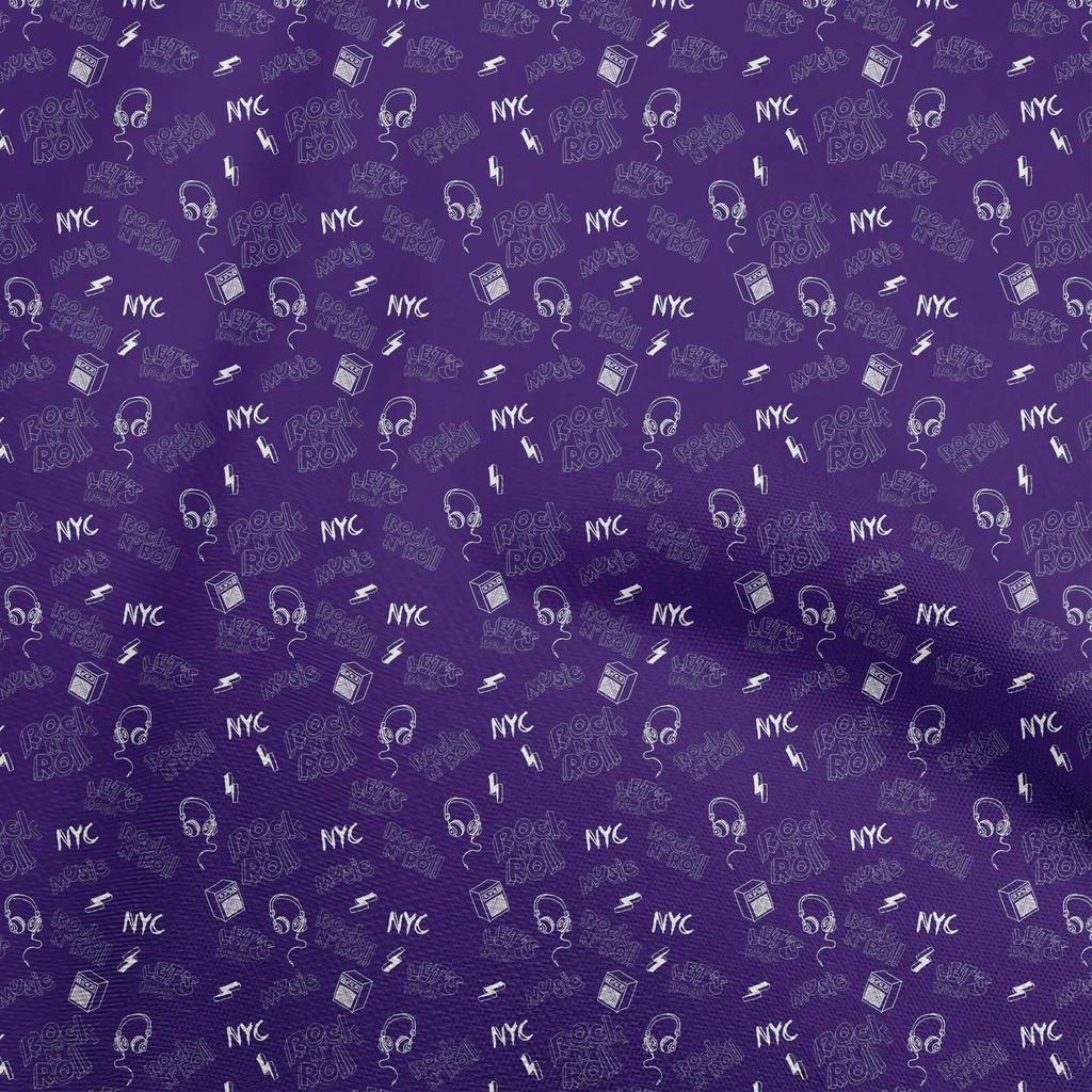 oneOone Cotton Flex Blue Fabric Rock Music Quilting Supplies Print Sewing Fabric By The Yard 40 Inch