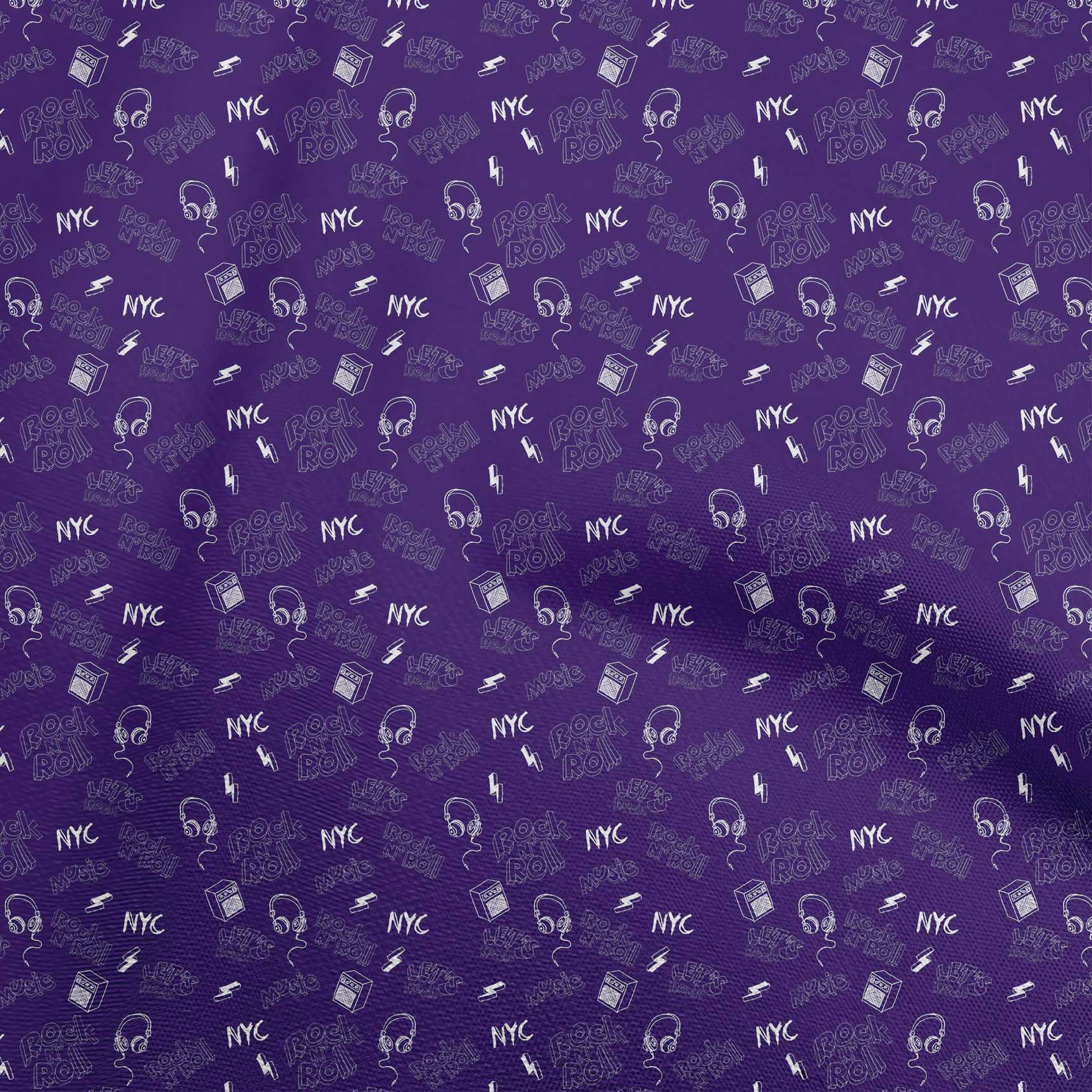 

OneOone Cotton Flex Blue Fabric Рок-музика Приладдя для стьобання Тканина для шиття з принтом у дворі 40 дюймів 42 Inch Wide - Viscose Chiffon Фіолетовий