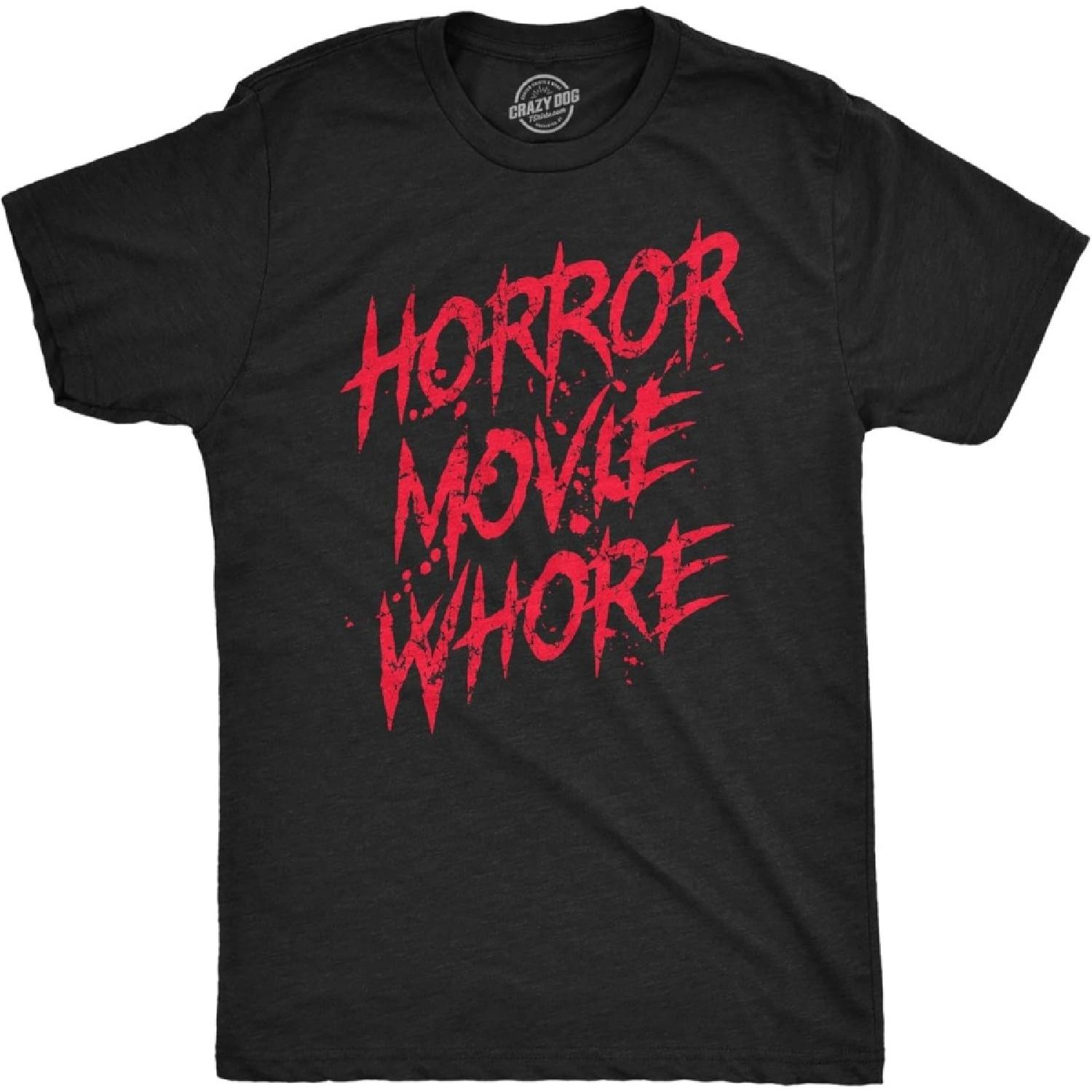 Crazy Dog Tshirts Mens Horror Movie Whore T Shirt Funny Sarcastic Scary Movie Graphic Halloween Top S