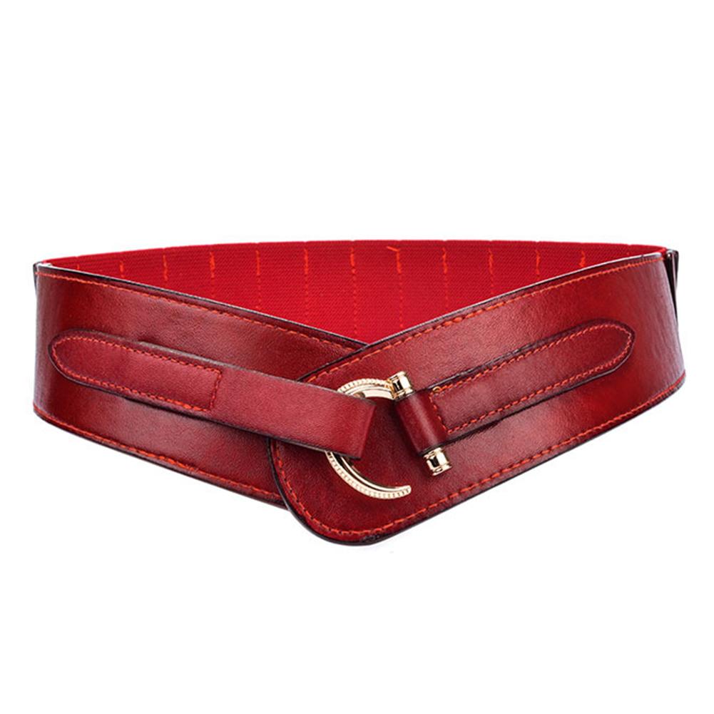 Women Fashion Retro Waist Belt Elasticity Solid Color Pin Buckle Wide Waistband
