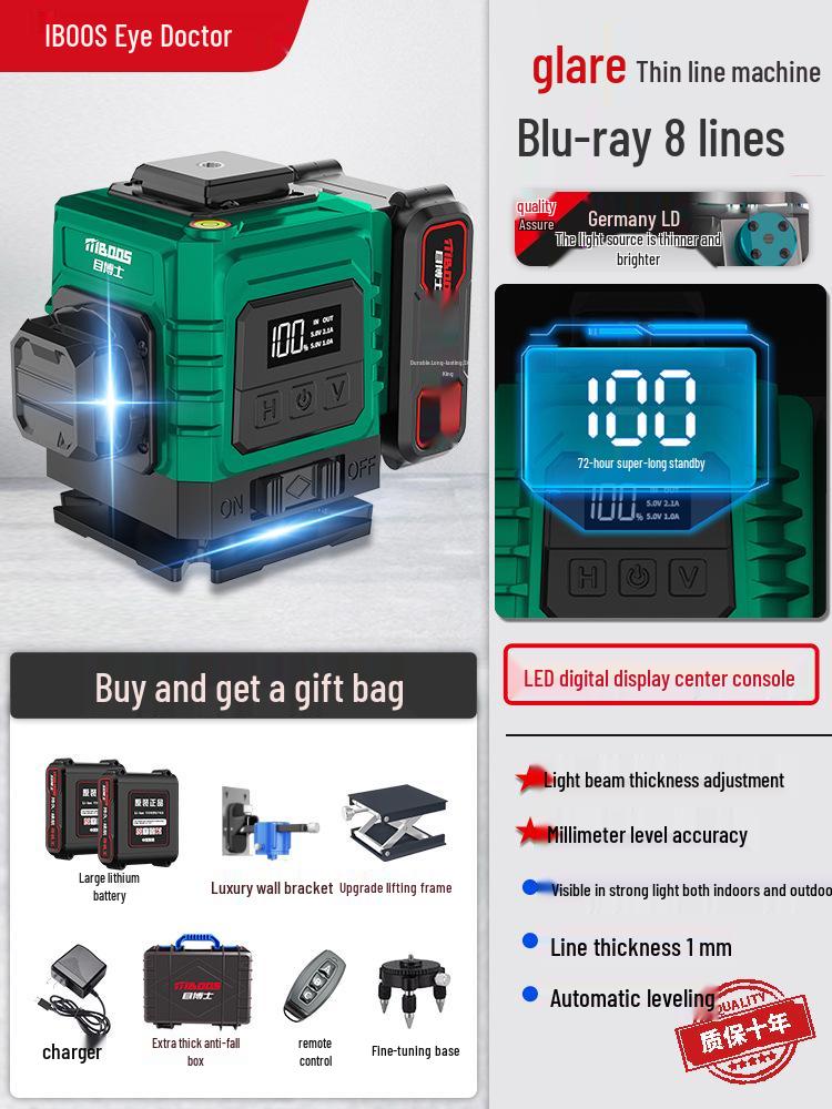 High-Precision Infrared & Green Light Laser Level with Auto-Leveling for Engineering and Surveying