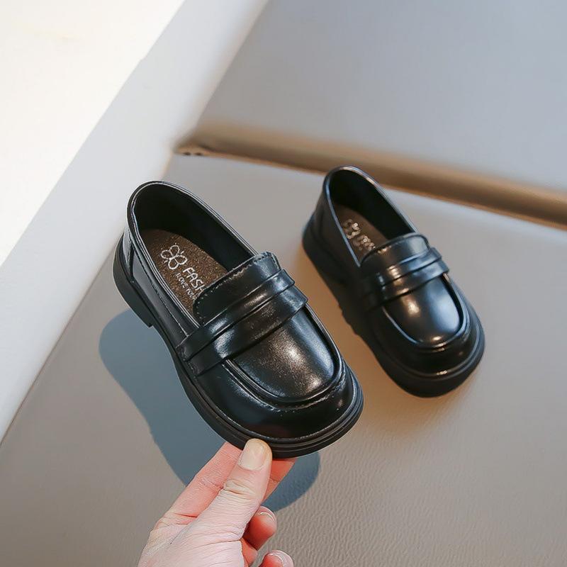 Fashion Princess Style Casual Solid Color Little Girls Leather Single Shoes 23