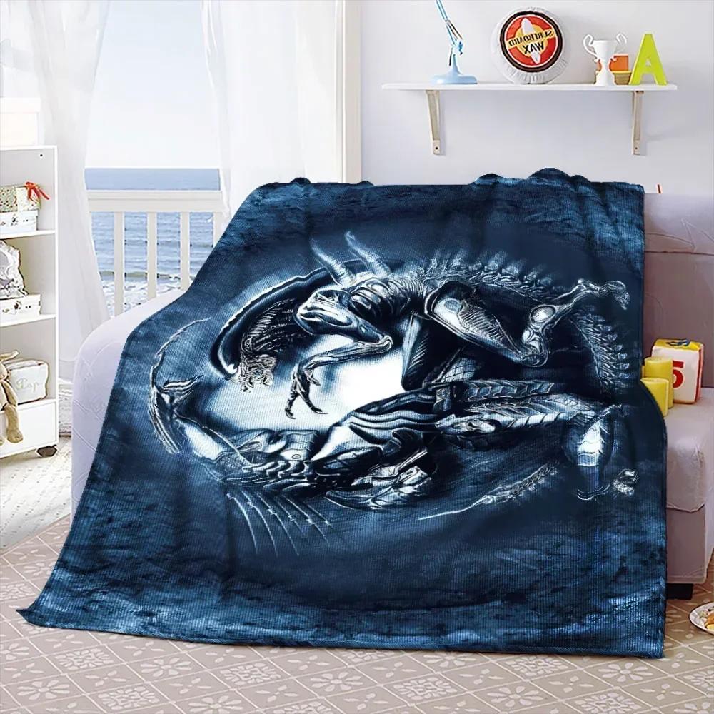 Weiche Überwurfdecke aus dem Film „Aliens“, Weltraummonster, bedruckt, Tagesdecke, Sofa-Couch-Bezüge, Reise-Camping-Decke, Geschenk für Kinder und Erwachsene