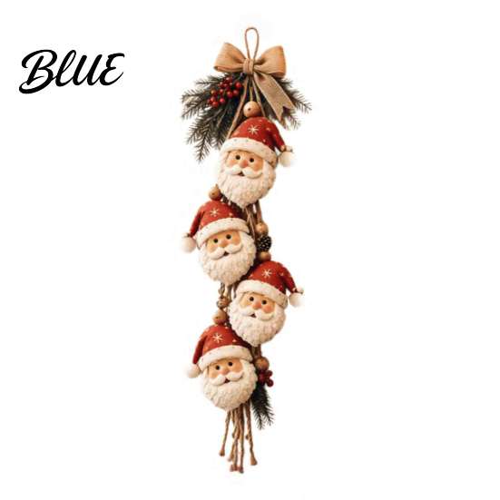 Wooden Holiday Ornaments for Gifts Santa Claus Hanging Ornament 2D Flat Christmas Tree Decoration Rustic Wood Wall Sign with Pine Branches & Berries