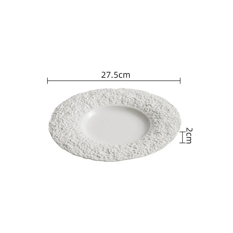 Assiette à bord large en céramique à motifs rocheux, assiette à steak, assiette à pâtes, assiettes à dessert, assiettes à sushi, vaisselle de spécialité pour restaurant