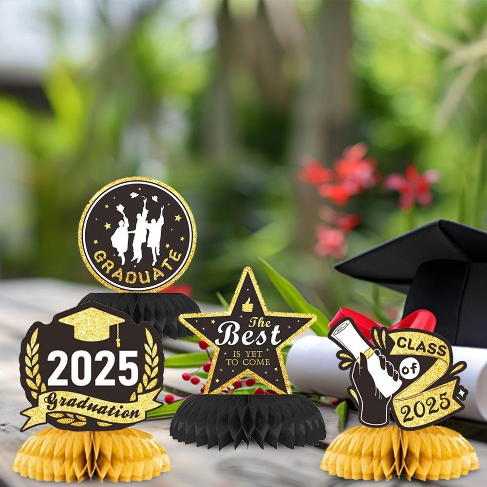 Celebrate Graduation Honeycomb Ornament Black Gold Blue GRAD Theme Decor  Graduation Season