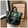 Ielgy Premium Texture Bag Large Capacity Fashion Autumn Winter Cotton Padded Clothes One Shoulder Portable Commuter Tote Bag