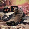 Large size autumn and winter men's shoes hiking shoes cotton shoes high-top leather surface piled thickened warm outdoor hiking off-road shoes