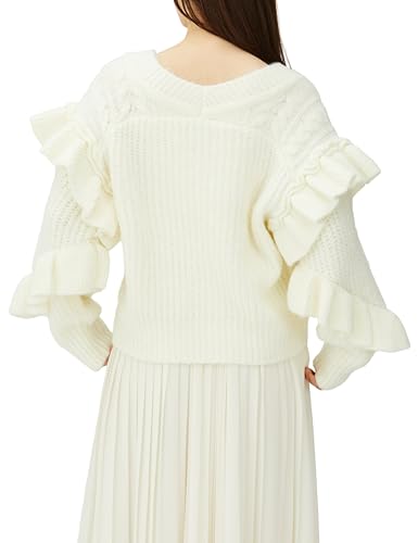 Jill by Jill Stuart Low Gauge Cable Frill Cardigan