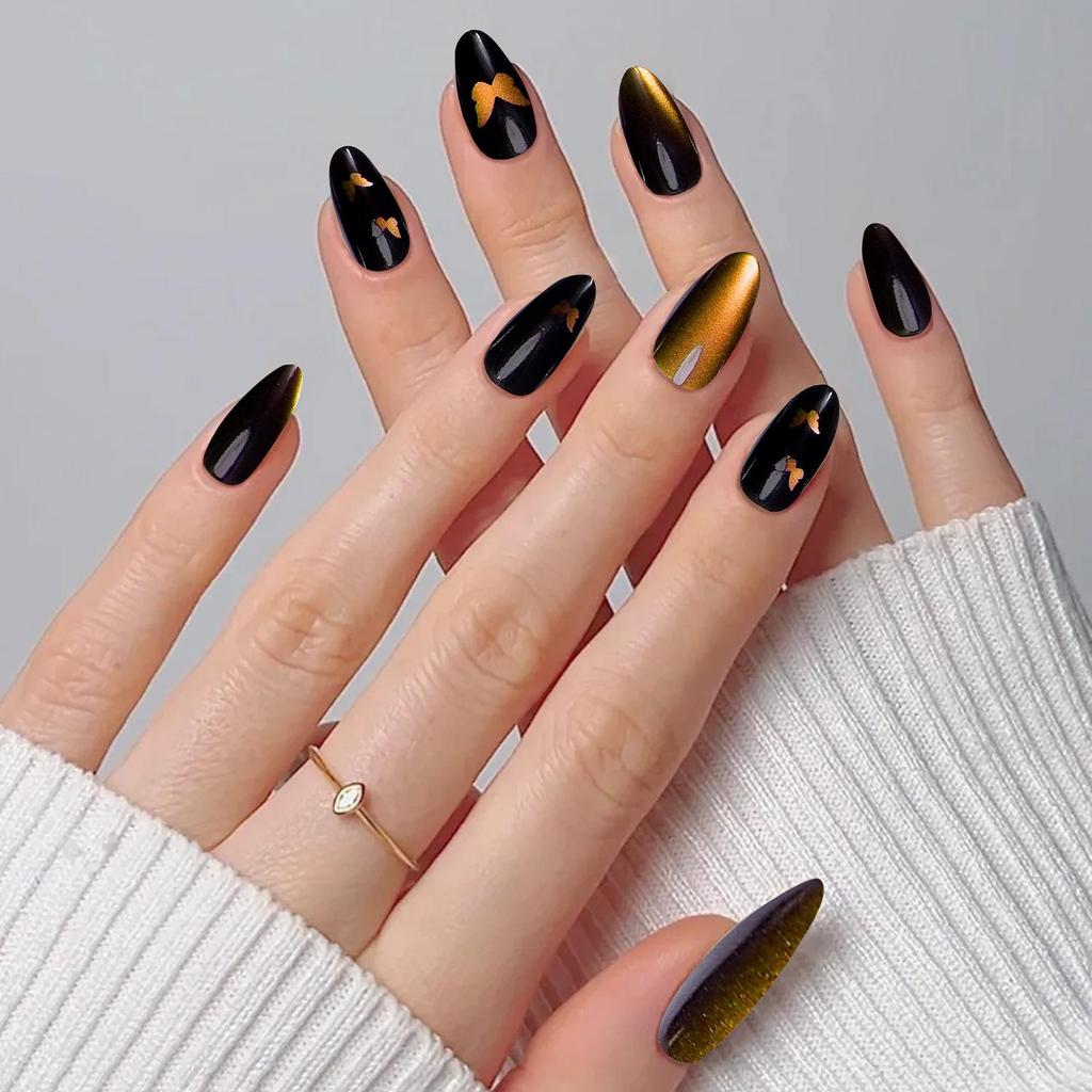 Cat Eye Wearable False Nails - Simple Whitening, Removable, High-End Nail Patches