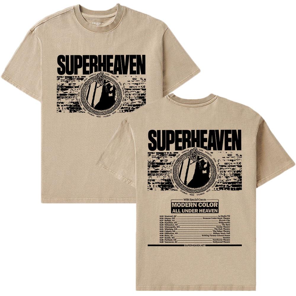 

Rock Band SUPERHEAVEN Tour 2026 T-shirt Unisex Streetwear Cotton Summer Fashion Hip Hop Tshirts Short Sleeve Men/Women Tee Shirt XXL пісочний