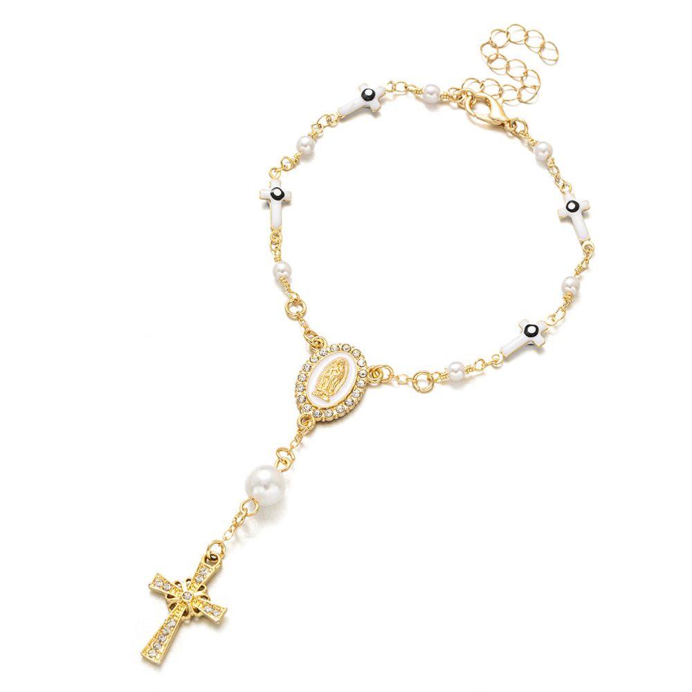 Crystal Women s Hand Bracelet Bangle Prayer Bracelet Creative Cross Pendant Bracelet  Gifts