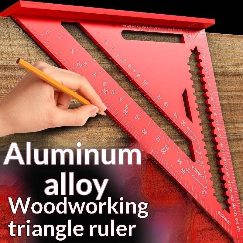 7/12 Inch Red Black Aluminum Precision Triangle Ruler Metric Woodworking Square For Carpenter Engineer And Home Decoration