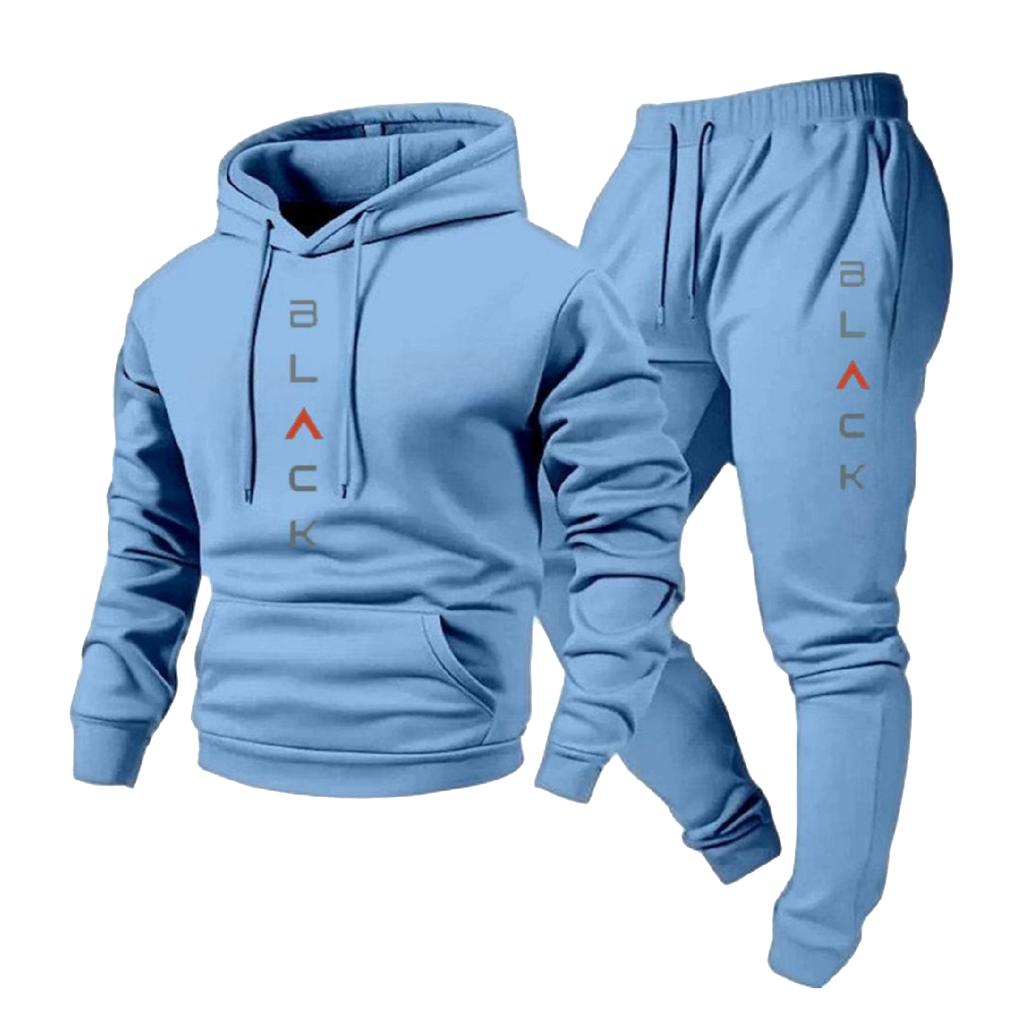 Conjunto de Sudadera Casual para Hombre de Color Sólido con Estampado de Letras, Conjunto de Dos Piezas de Sudadera con Capucha y Cordón y Pantalón de Chándal de Forro Polar para Hombre