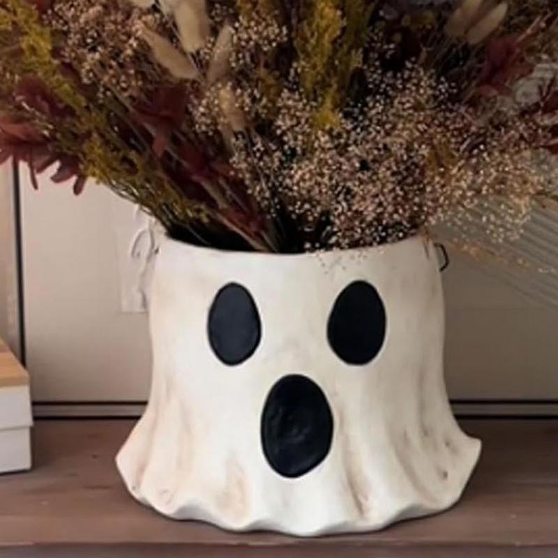 Adorable Ghost Mud Pie Paper Mache Storage Bucket Halloween Treat Buckets Car Home Interior Decor Ornaments For Candy Flower