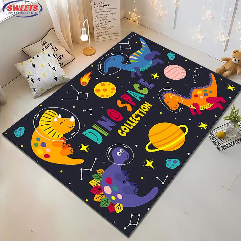 Cartoon Dinosaur Space Carpet for Living Room Cartoon Childrens Bedroom Rug Sofa Doormat Kitchen Floor Mat Anti-slip Decor Gifts