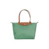 Longchamp Le Pliage Einfarbig Logo Druckknopf Reißverschluss Faltbar Nylon Canvas Knödel-Tasche Einkaufs-Schultertasche Mittelgroß Damen-Tote Salbei-Grün 2605089P84