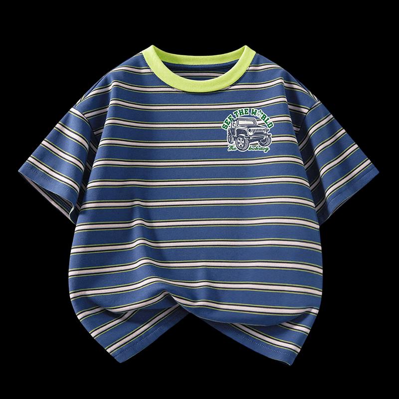 Bobdog Boys' Casual Striped Short Sleeve T-Shirt
