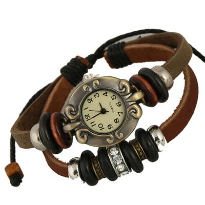 Punk Jewelry+fashionable Cowhide Bracelet Watch+Japanese And Korean Minimalist Vintage Leather Bracelet Watch+leather Jewelry