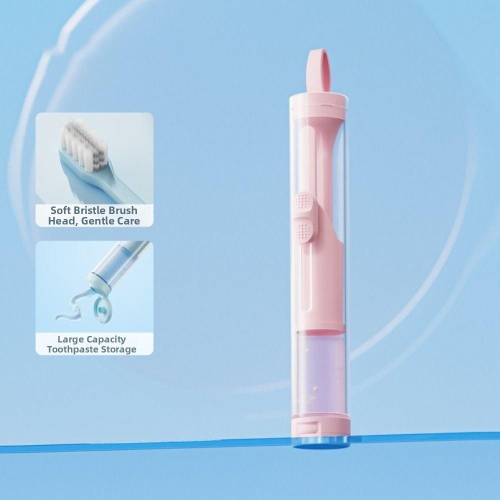 

3-IN-1 Toothpaste Dispenser Foldable Toothpaste Tube Storage Box for Outdoor Camping Travel рожевий