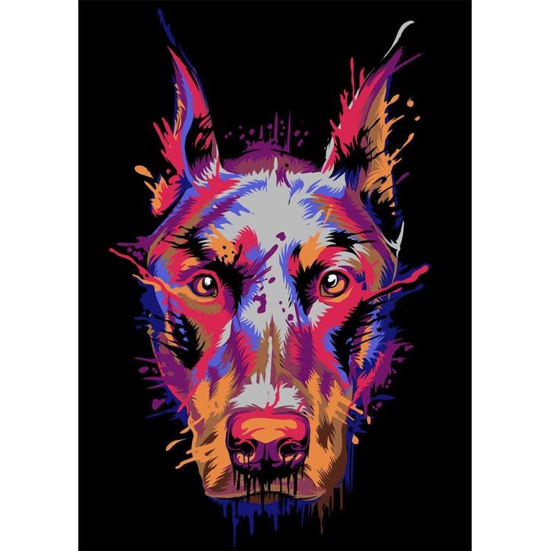 Abstract watercolor, French bulldog, pups, posters, canvas printing, colorful picture of a dog, wall painting for the living room, quadros