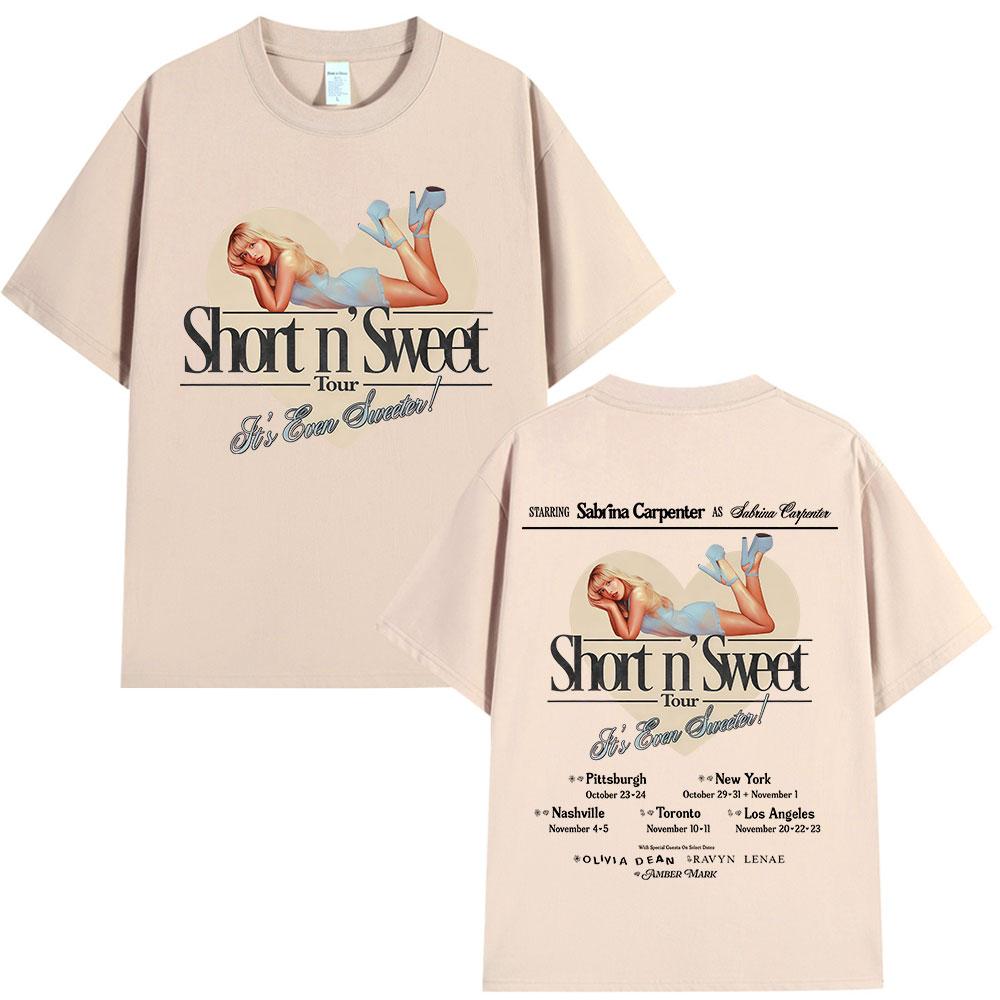 Sabrina Carpenter Short N Sweet Tour 2025 T Shirt Unisex Women Clothing Fashion Aesthetic Tshirts Cotton Loose Tshirt Streetwear