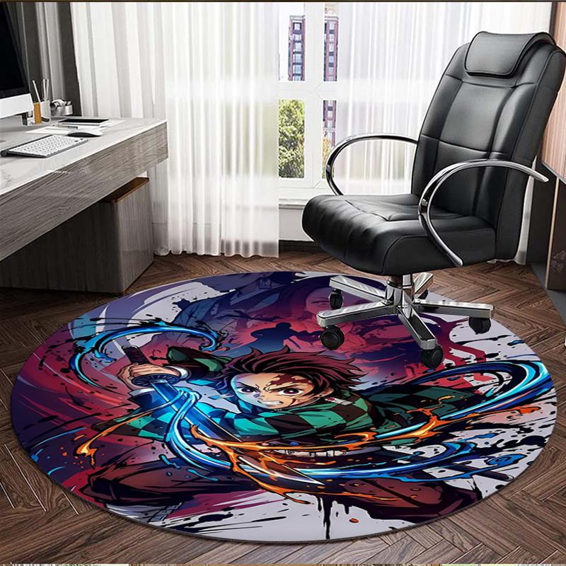 Demon Slayer Print Round Rug, Washable Floor Carpet, For Entryway Dorm Laundry Room Office Study, Home Decor Birthday Christmas Gift