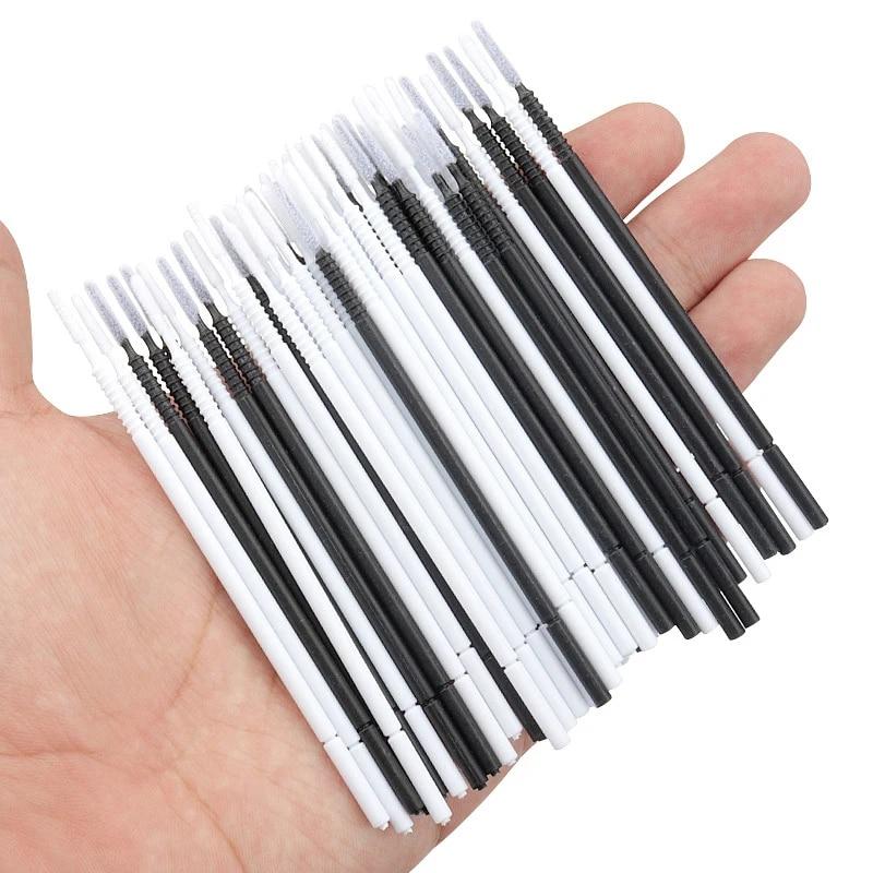 100 Stück Mikrobürsten-Applikatoren, biegsam, für falsche Wimpern, zur Reinigung von Wattestäbchen, multifunktionales Einweg-Wattestäbchen